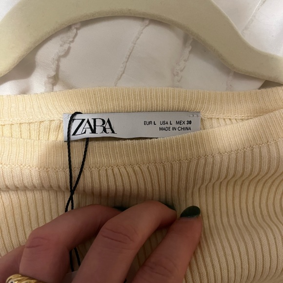 Zara Ribbed Tie Long Sleeve Top - Picture 2 of 5